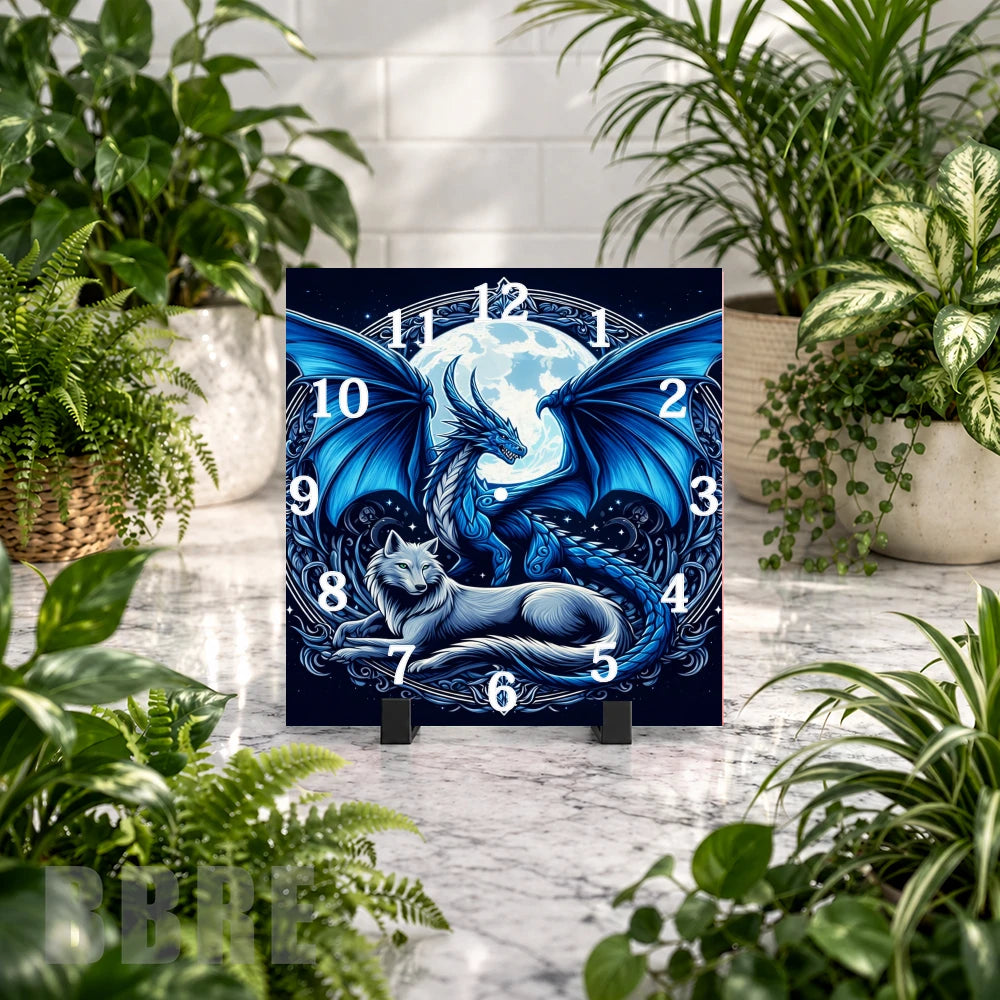 Dragon Wolf Clock Mockup