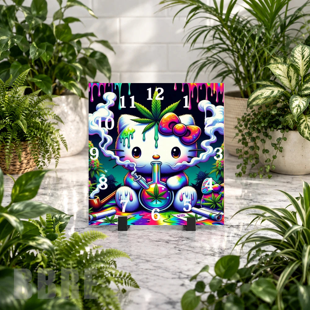 Colorful Kitty Clock Mockup