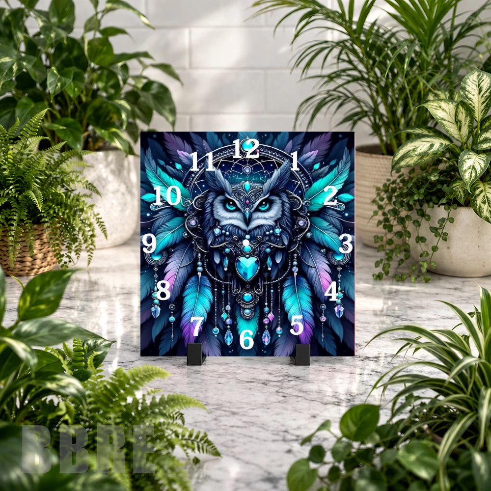 Owl Feather Clock Mockup