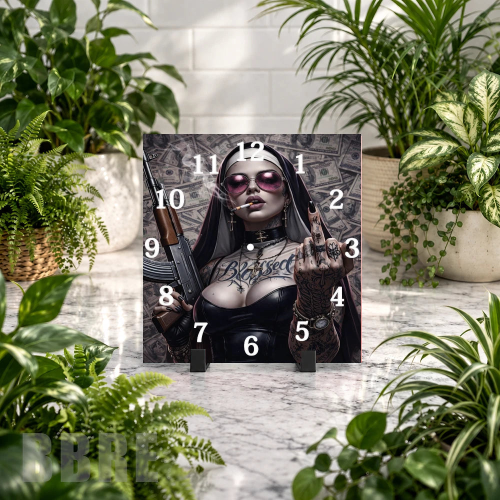 Rebellious Nun Clock Mockup