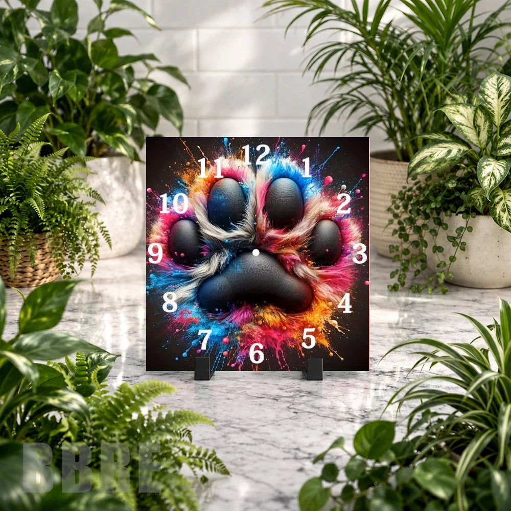 Colorful Paw Clock Mockup