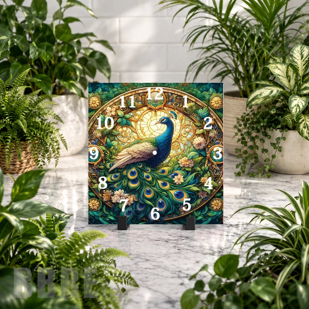 Peacock Elegance Clock Mockup