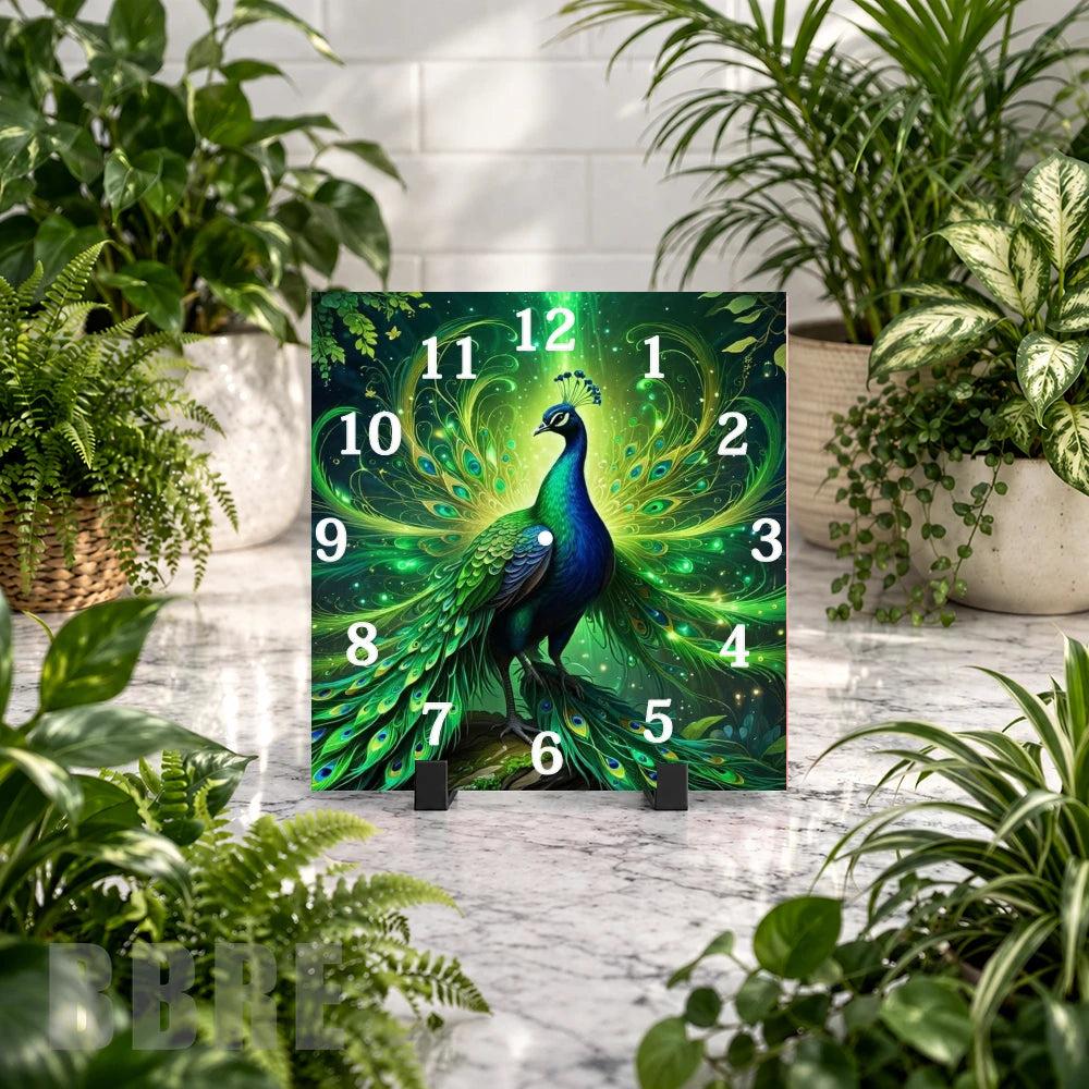 Peacock Elegance 2 Clock Mockup