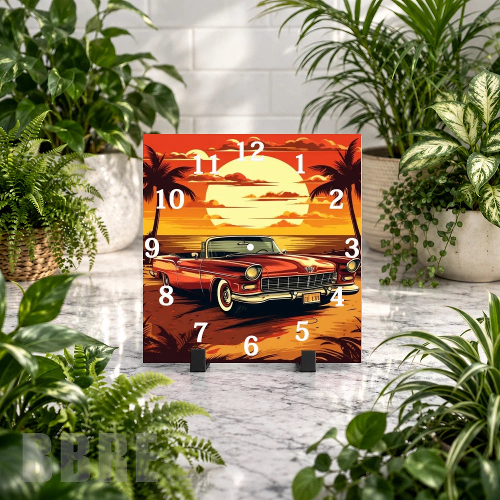 Retro Sunset Clock Mockup