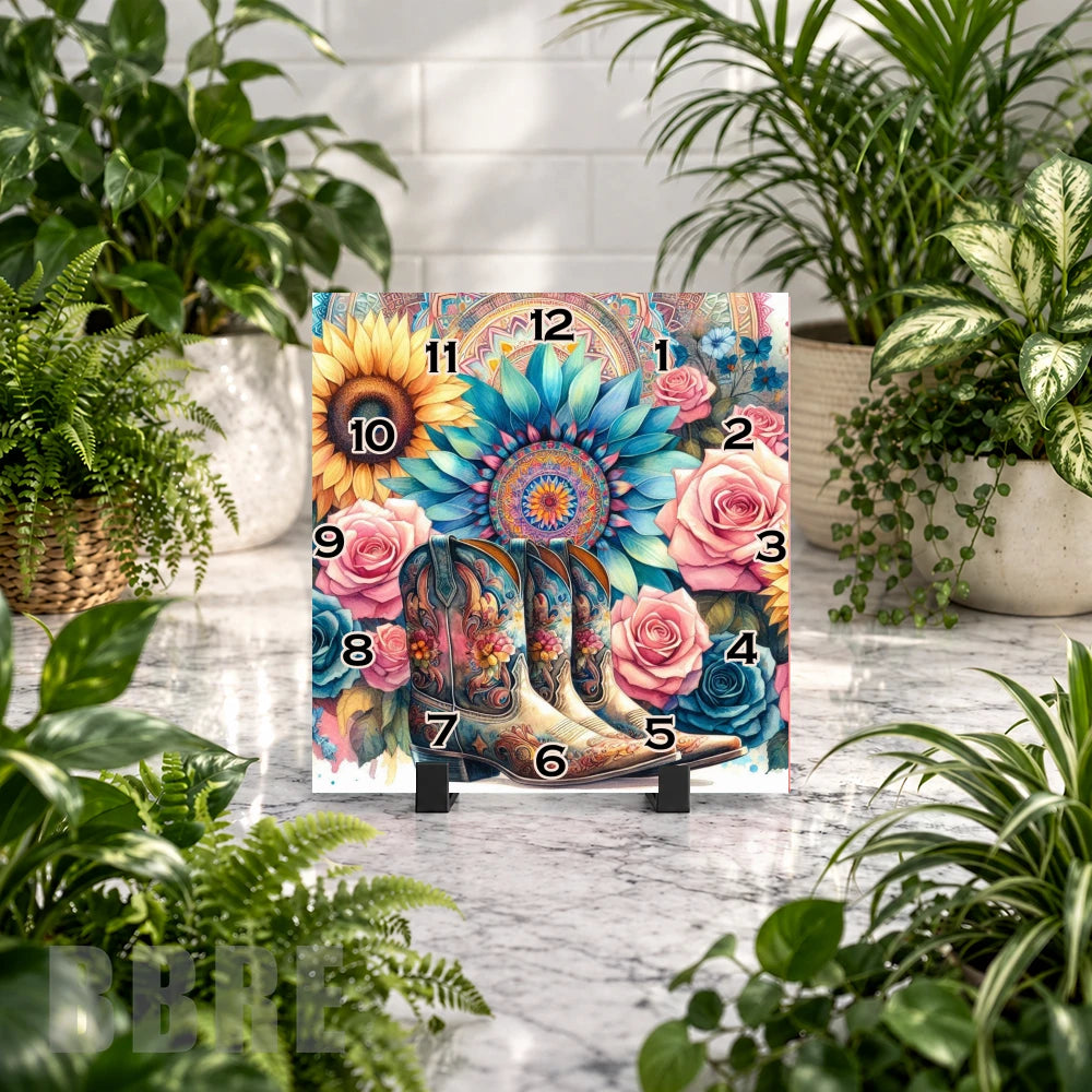 Floral Cowboy Clock Mockup