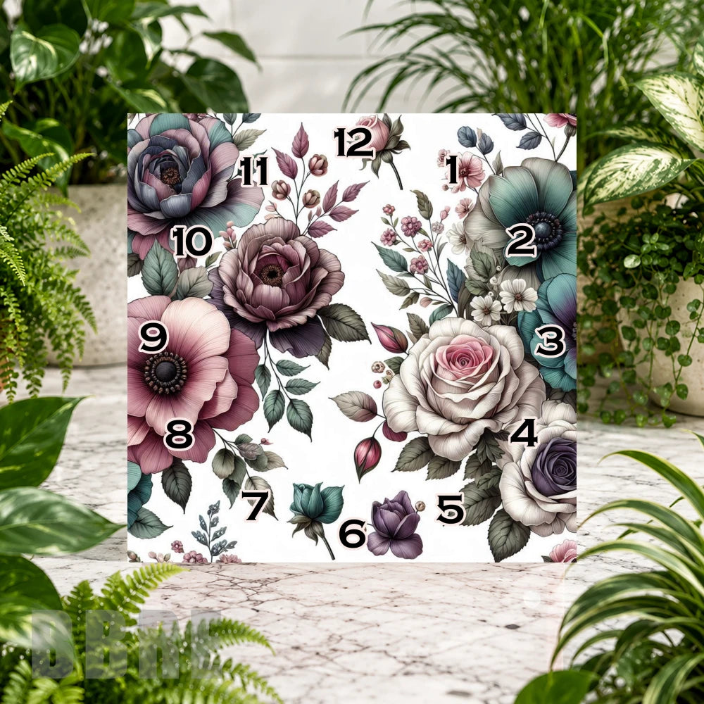 Floral Square Clock Sublimation Wrap