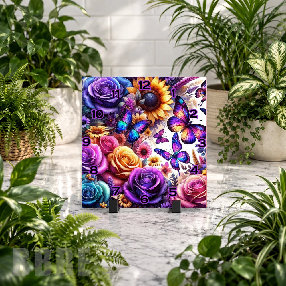 Floral Butterfly 5 Clock Mockup