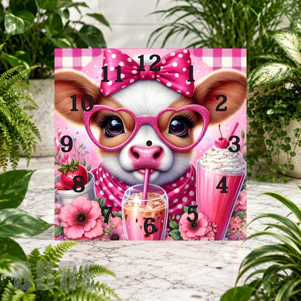 Cute Cow Clock Sublimation Wrap