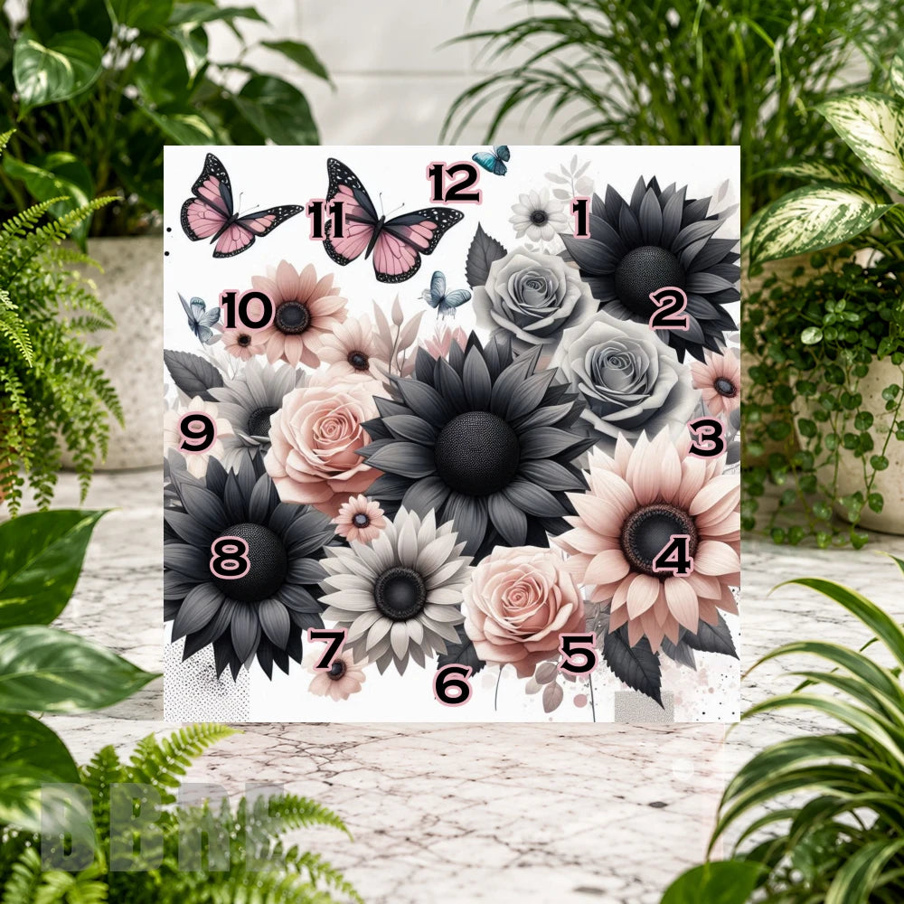 Floral Butterfly 4 Clock Sublimation Wrap