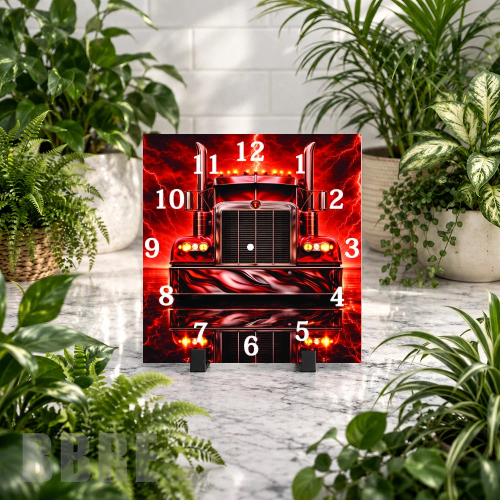 Red Truck Clock Mockup