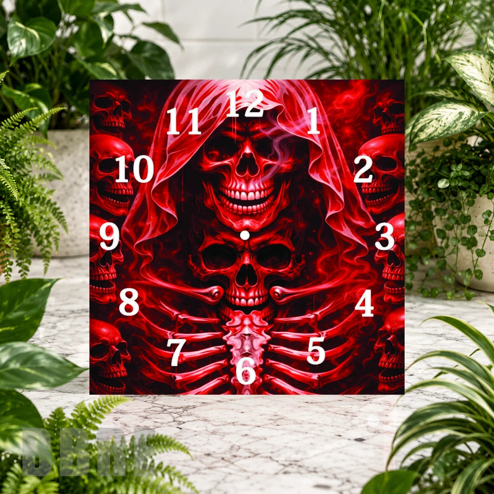 Crimson Skull Clock Sublimation Wrap