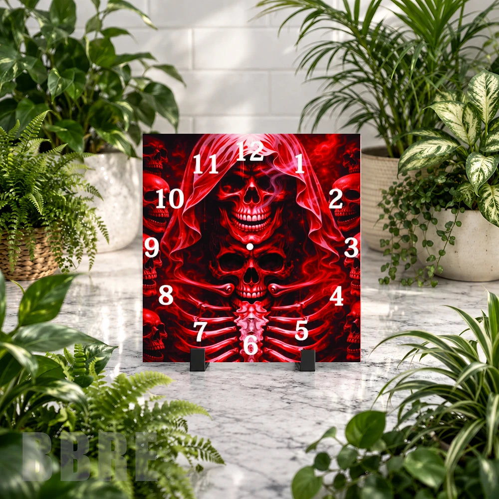 Crimson Skull Clock Mockup