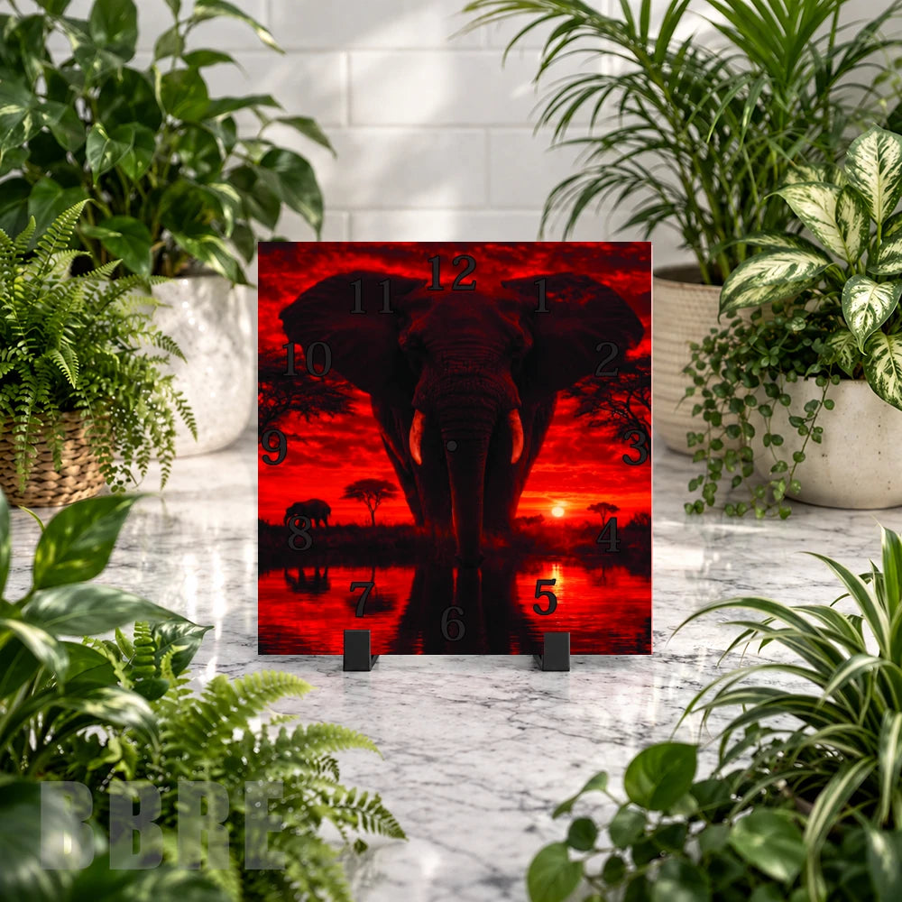 Elephant Sunset 3 Clock Mockup