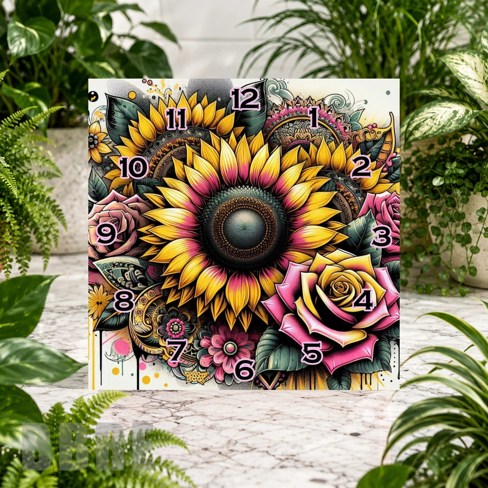 Floral Clock 3 Clock Sublimation Wrap