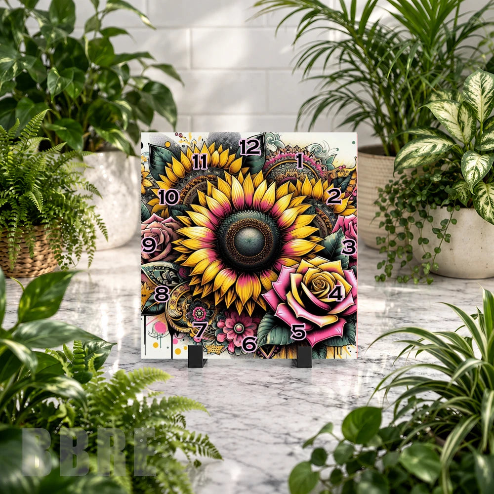Floral Clock 3 Clock Mockup