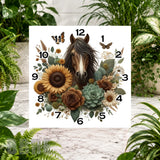 Horse Floral 2 Clock Sublimation Wrap