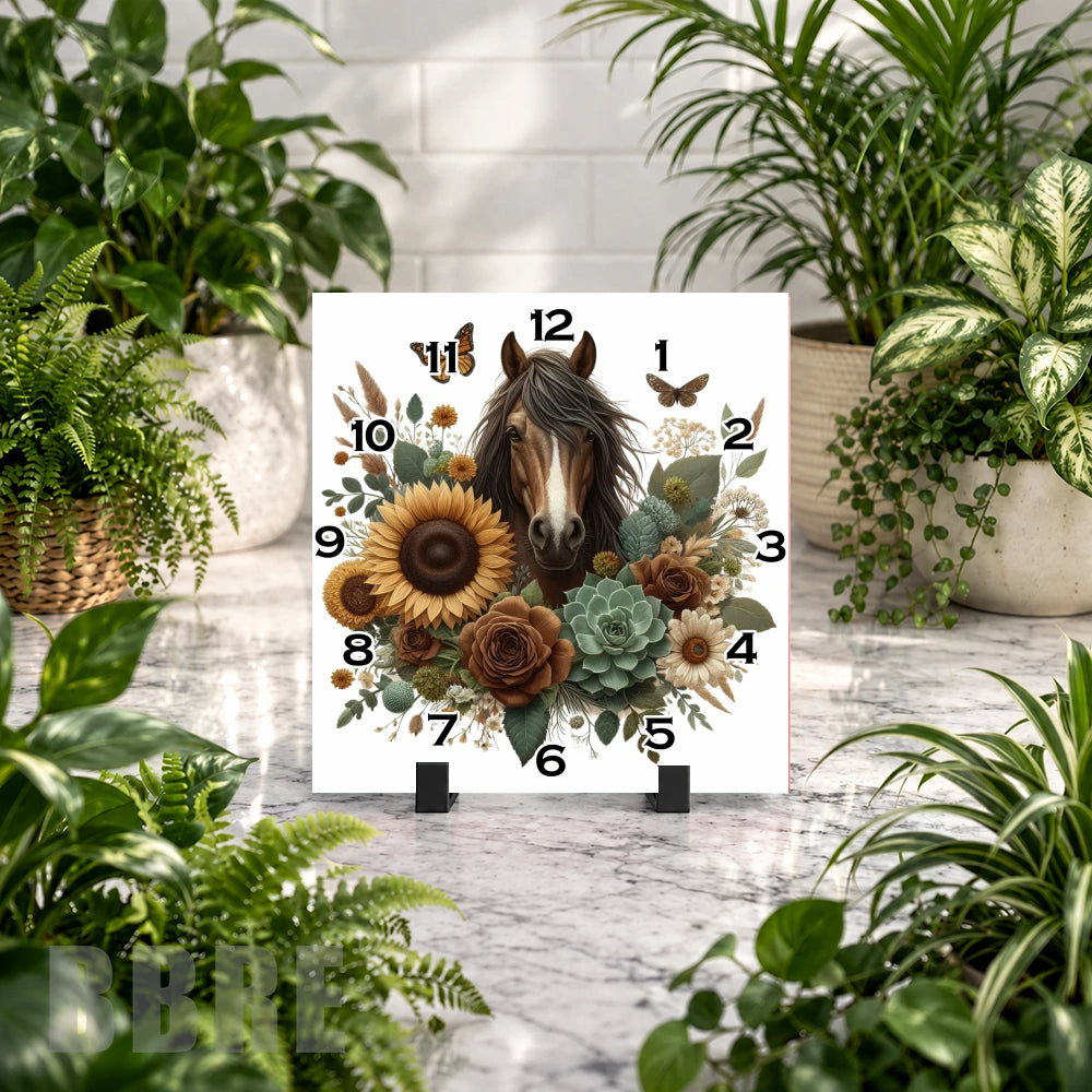 Horse Floral 2 Clock Mockup