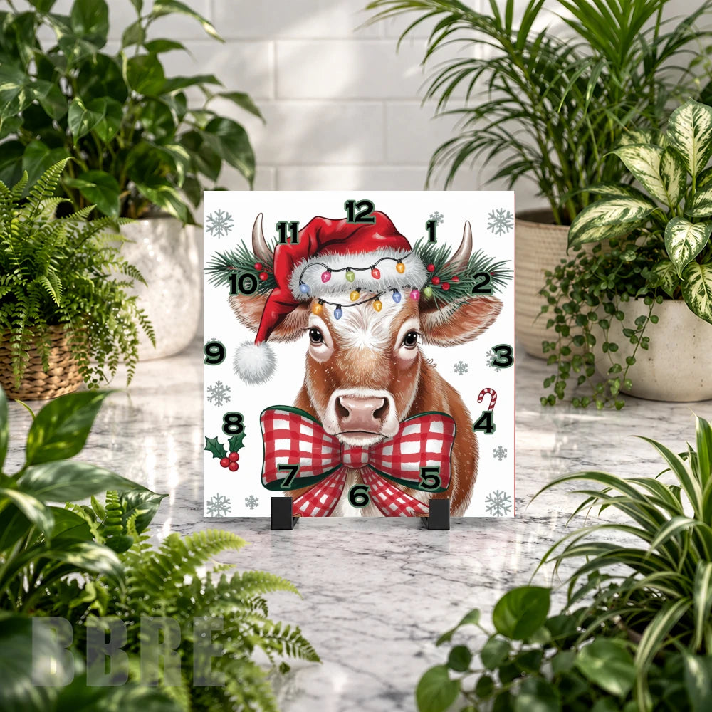 Festive Cow Clock Mockup