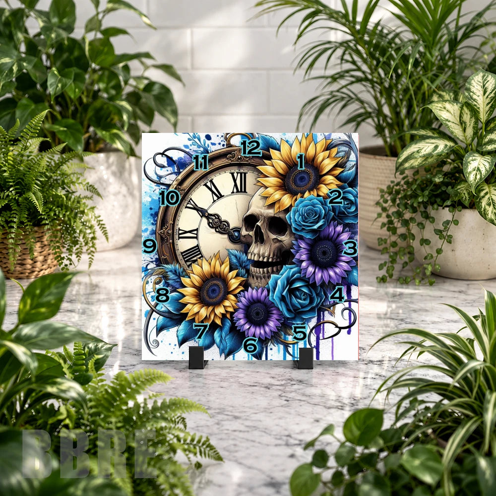 Skull Floral Clock Mockup
