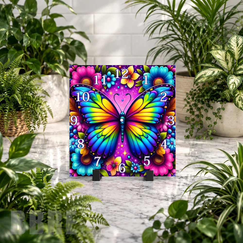 Butterfly Blossom 6 Clock Mockup