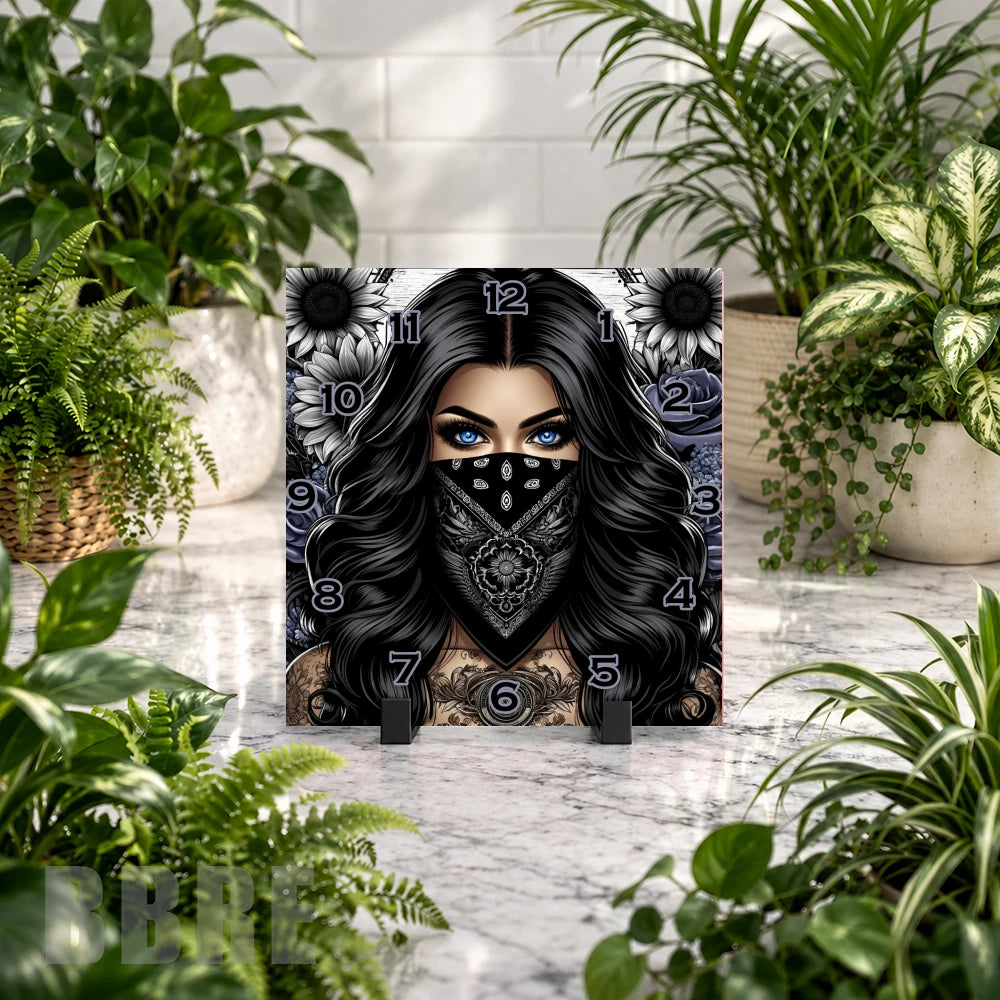 Masked Beauty Clock Mockup