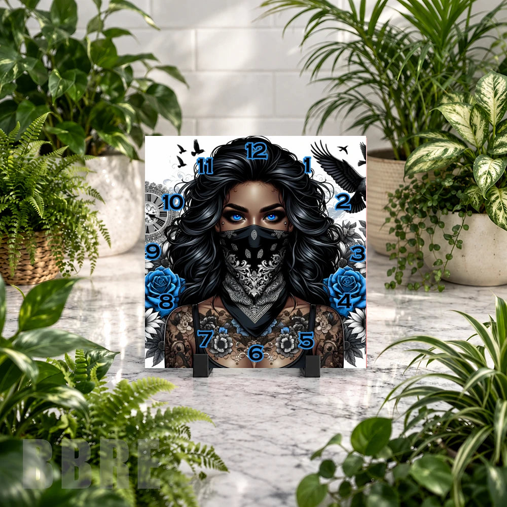 Masked Beauty 2 Clock Mockup