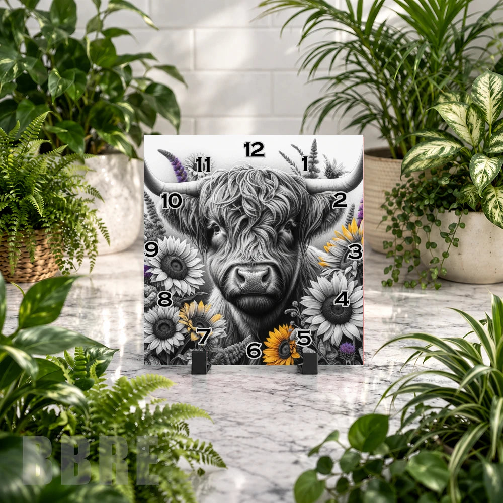 Highland Cow Clock Mockup