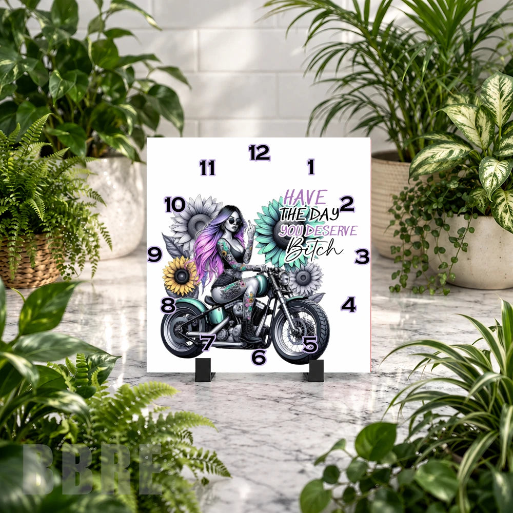 Motorcycle Goddess Clock Mockup