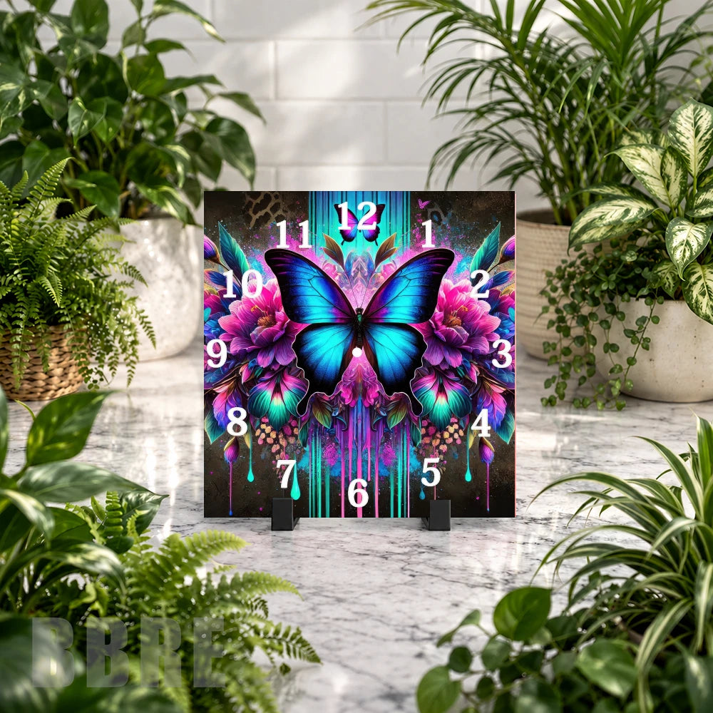 Butterfly Bloom 3 Clock Mockup