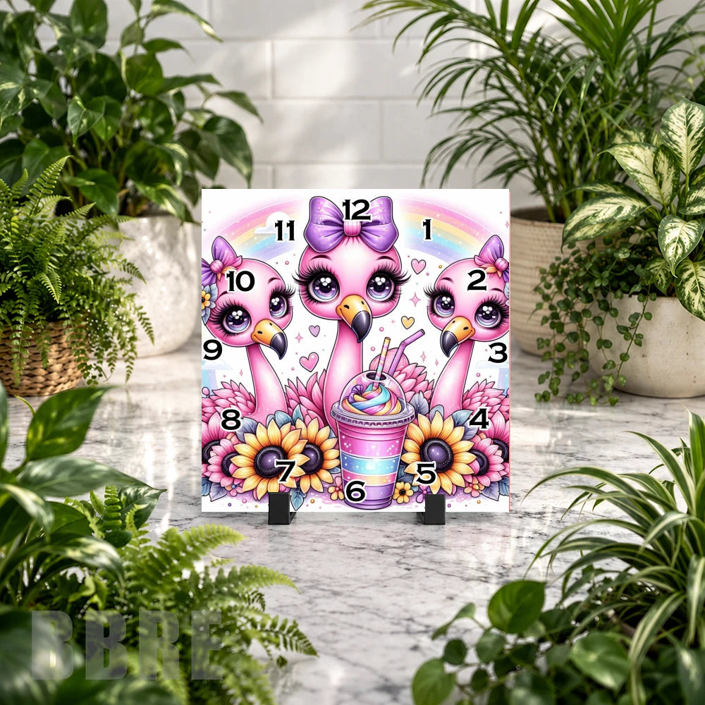 Flamingo Fun Clock Mockup