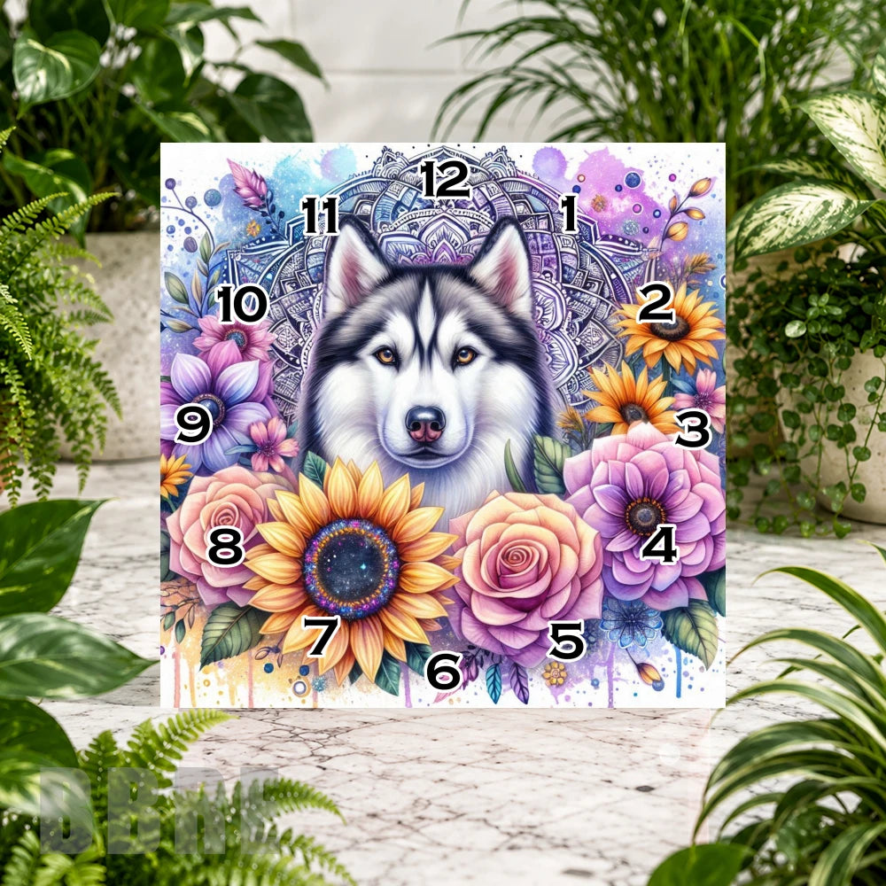 Husky Floral Clock Sublimation Wrap