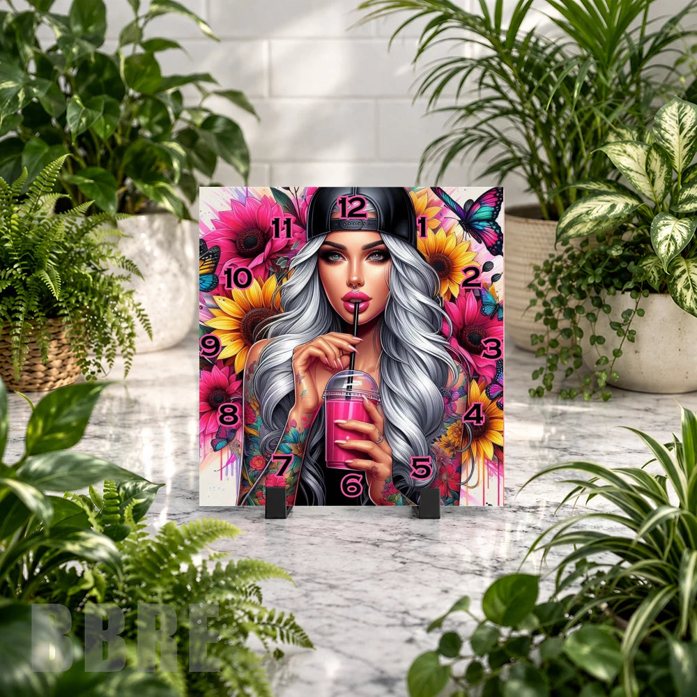 Floral Beauty Clock Mockup