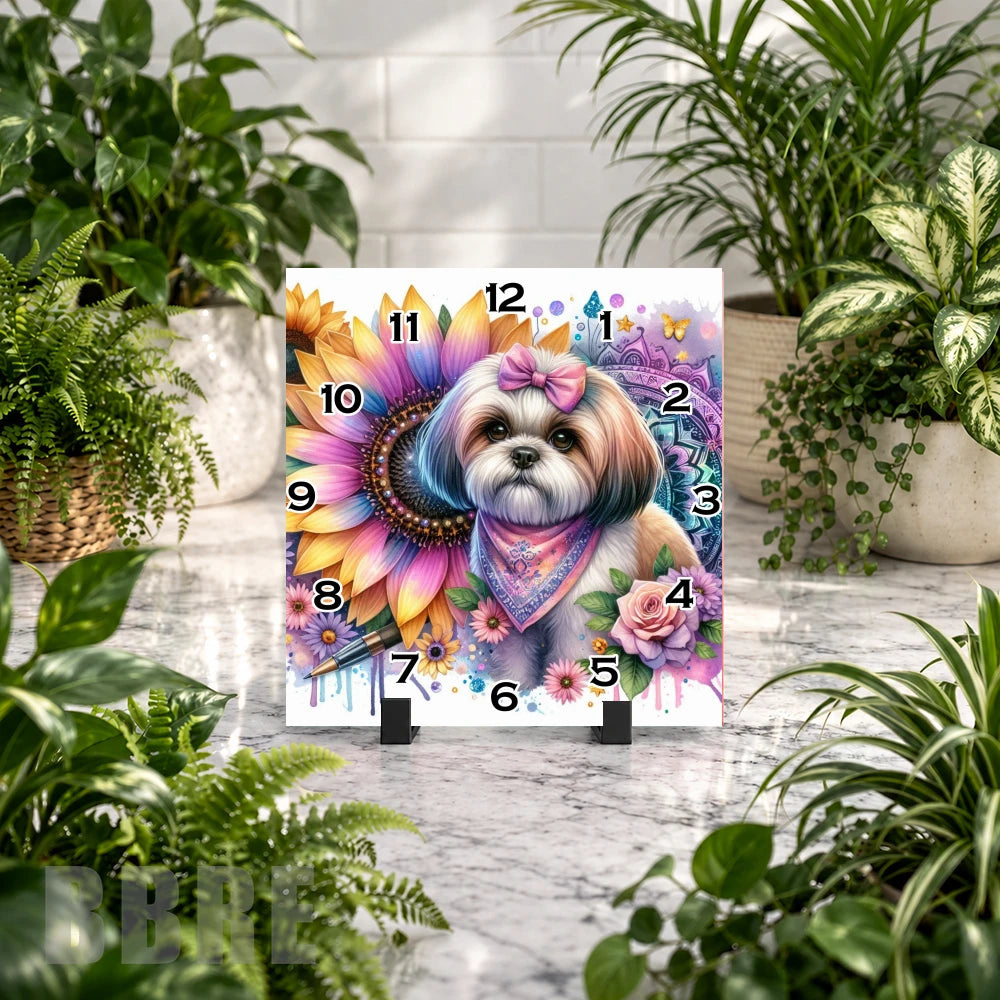 Floral Puppy 2 Clock Mockup