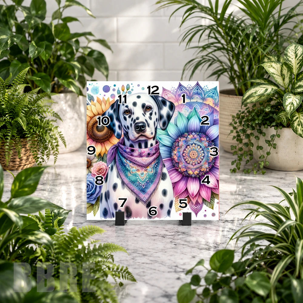 Dalmatian Floral Clock Mockup