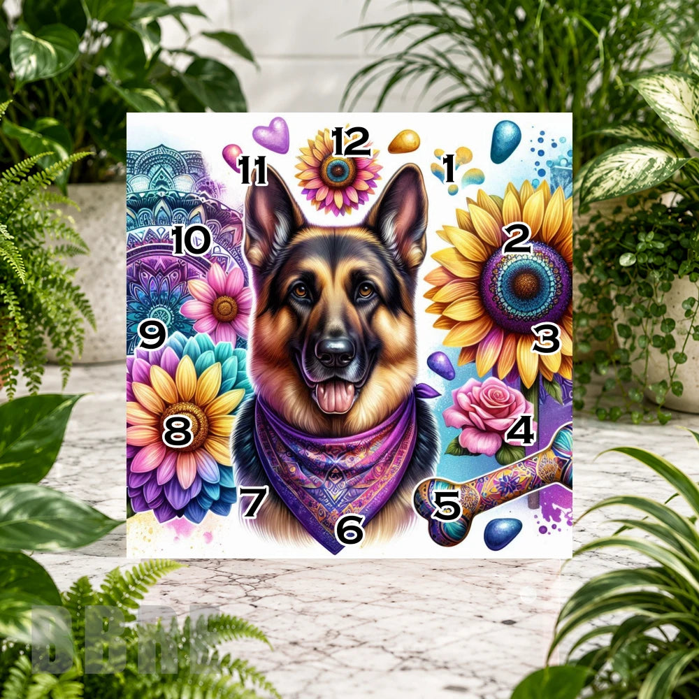 Floral Dog 3 Clock Sublimation Wrap