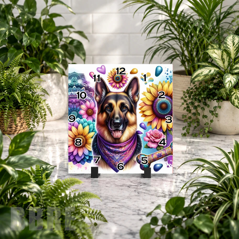 Floral Dog 3 Clock Mockup