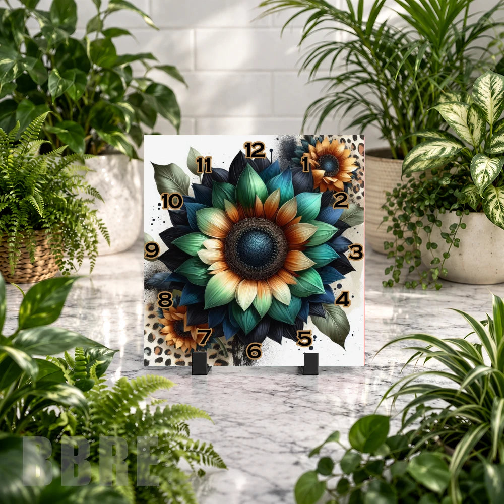 Sunflower Burst Clock Mockup