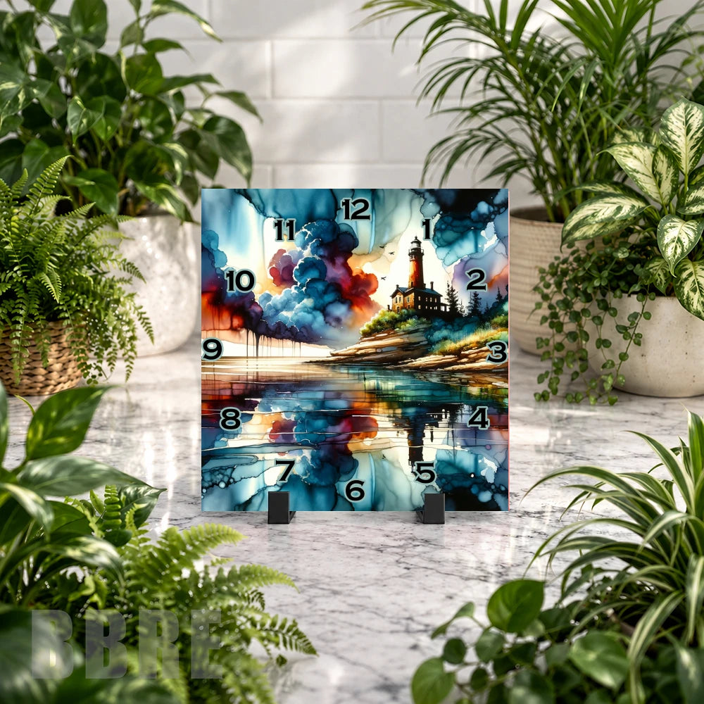 Lighthouse Reflection Clock Mockup