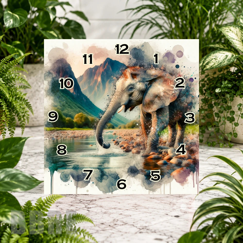 Elephant Watercolor Clock Sublimation Wrap