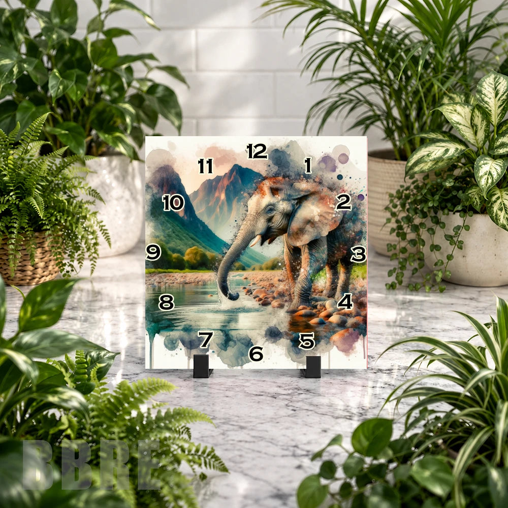 Elephant Watercolor Clock Mockup
