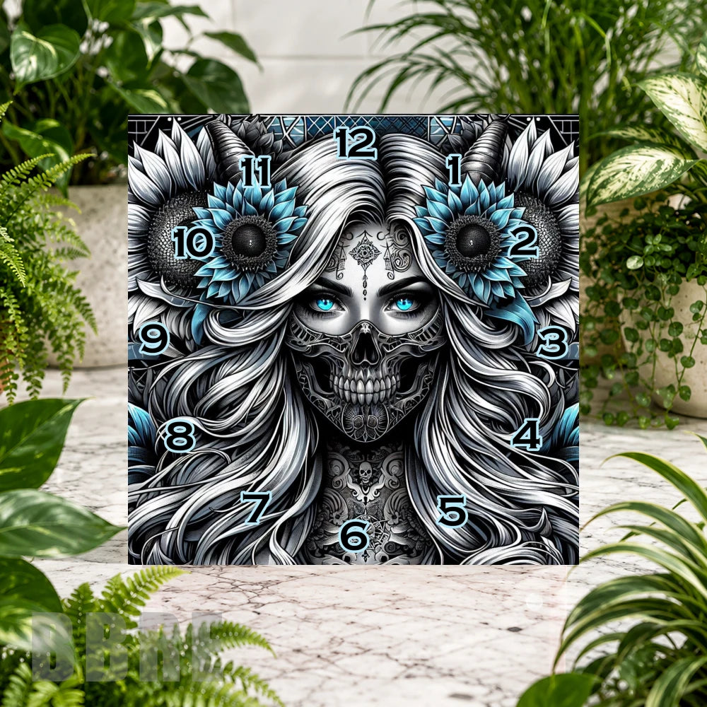 Skull Floral 2 Clock Sublimation Wrap