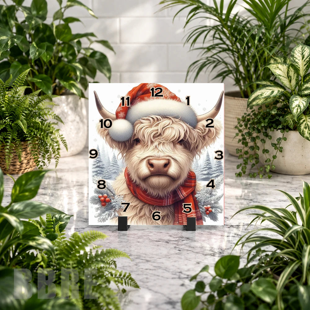 Highland Cow 2 Clock Mockup