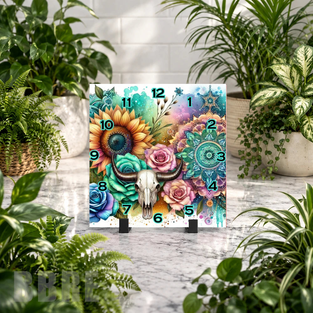 Floral Skull 7 Clock Mockup