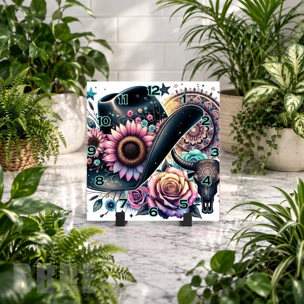 Floral Cowboy 2 Clock Mockup