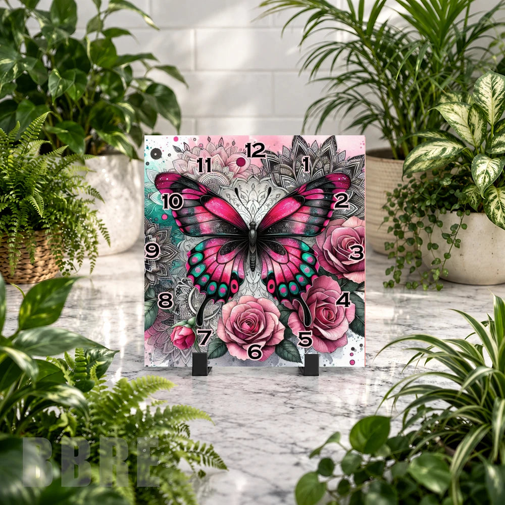 Butterfly Blossom 7 Clock Mockup