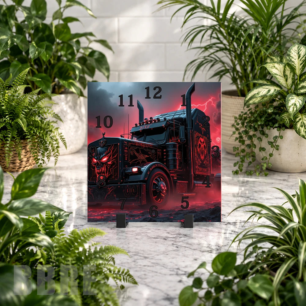 Red Truck 2 Clock Mockup
