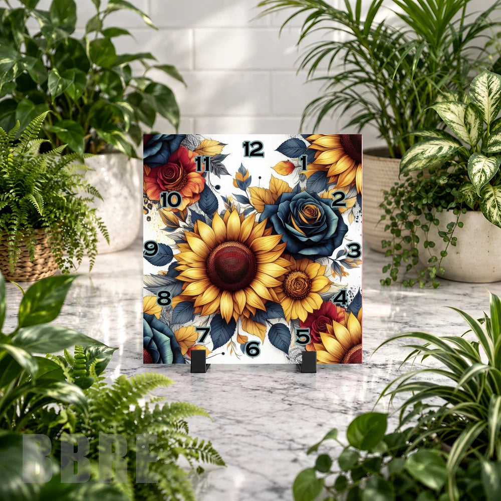Floral Timepiece Clock Mockup