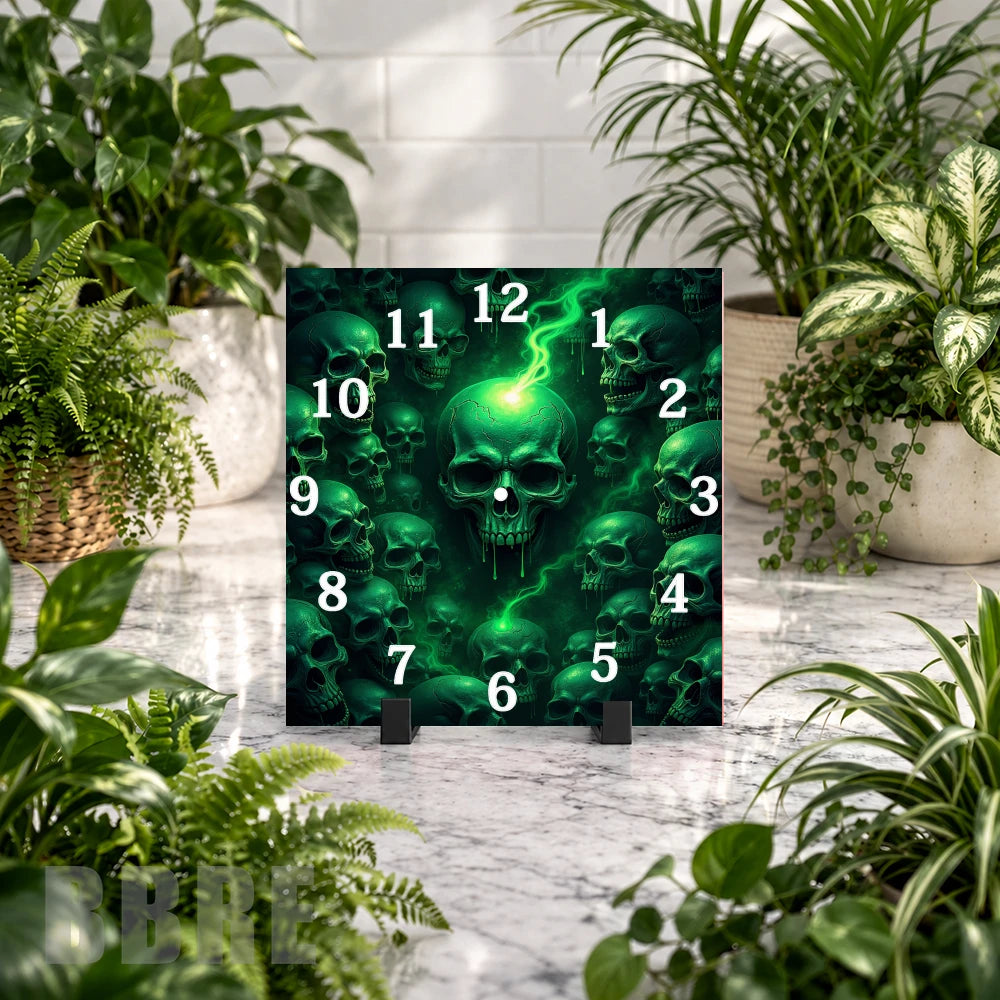 Green Skull Clock Mockup