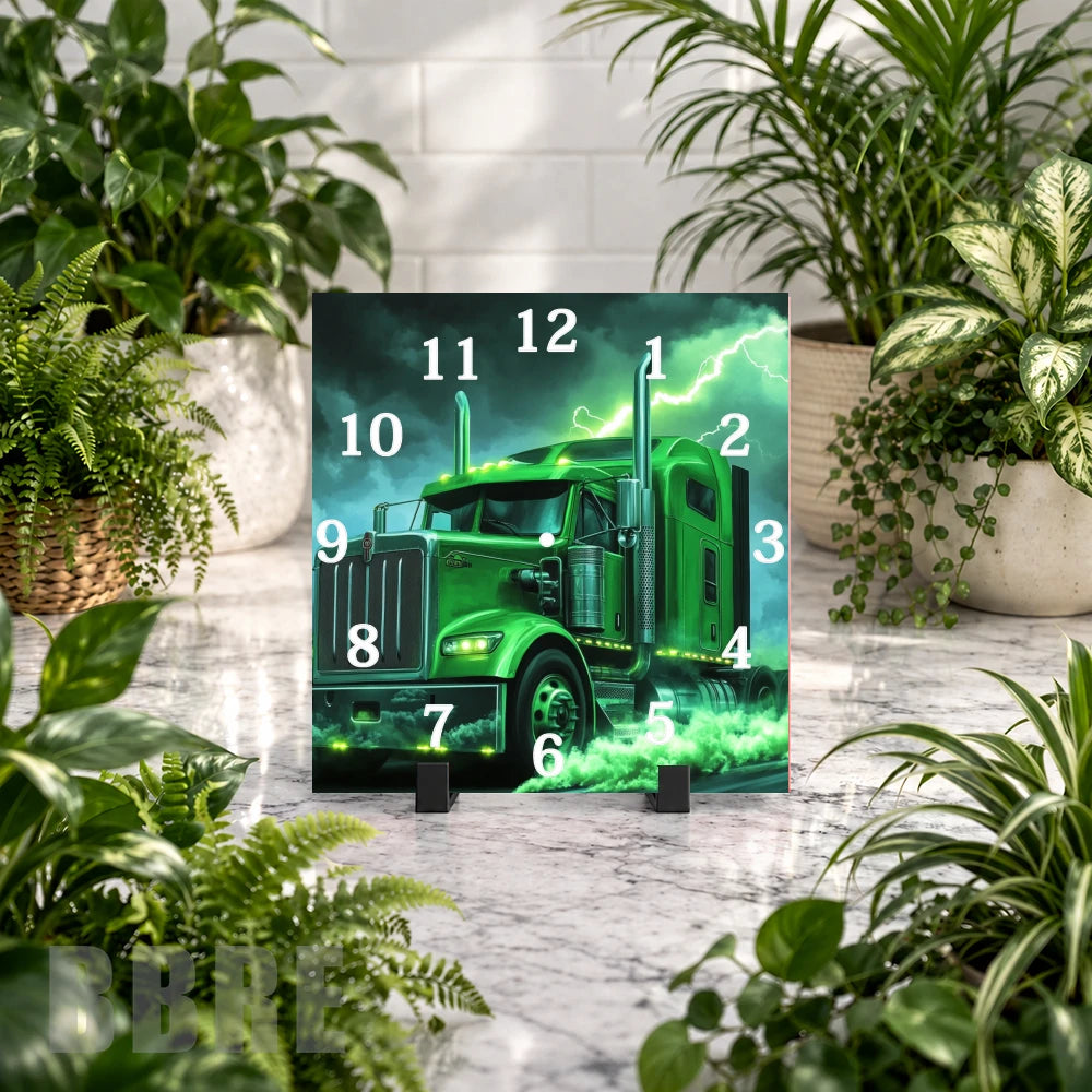 Green Truck 3 Clock Mockup