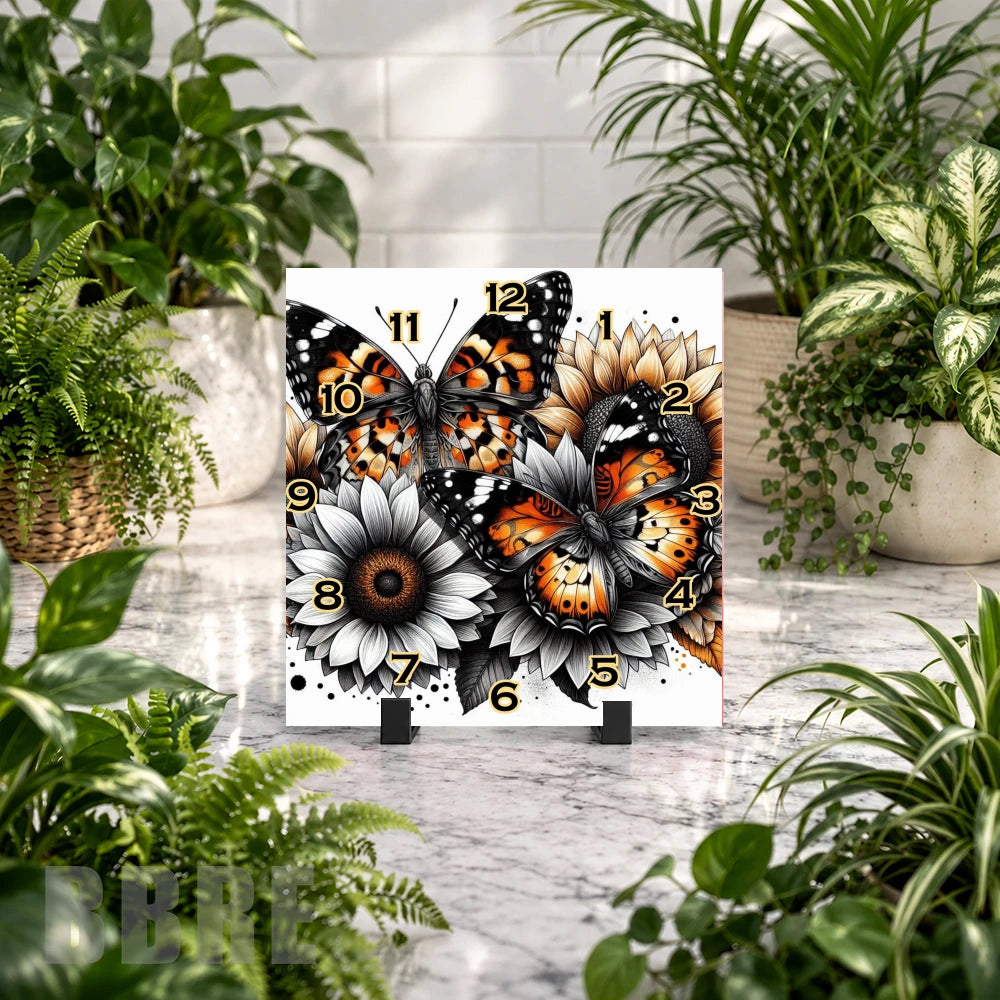 Butterfly Bloom 4 Clock Mockup